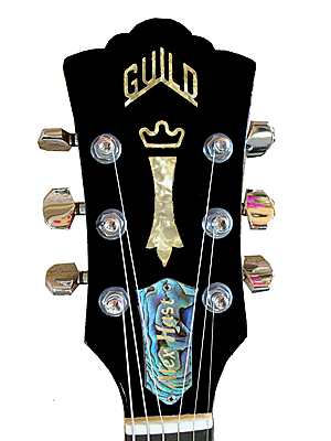 Please click here to visit the page of Andy DePaule who created the Truss Rod Cover (Paua Abalone with golden Mother of Pearl inlays)
